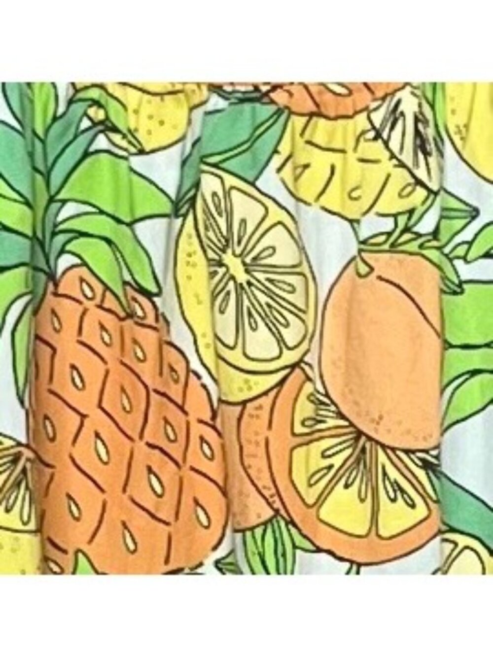 Peyton & Parker Fruit Print Cotton Dress Size Small Yellow Green Tropical Summer - Picture 6 of 8